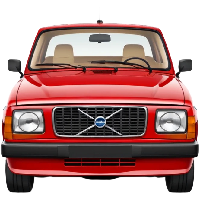red Volvo 240 car, front view emoji