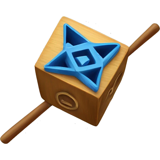 Jewish dreidel a cubed four-sided spinning top with a point on the bottom and a stick on the top used to spin it, played during the Jewish holiday of Hanukkah emoji