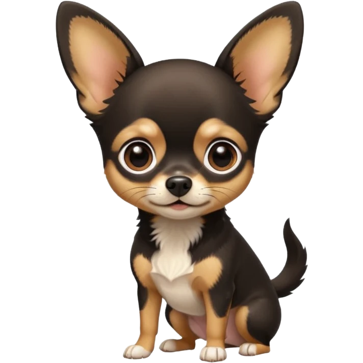 Chihuahua noir marron et feu emoji