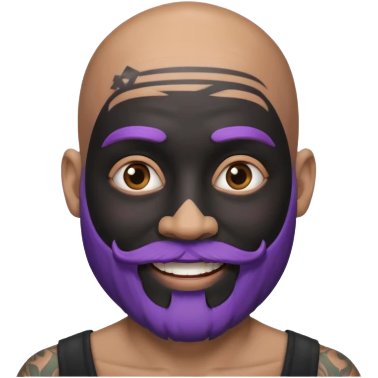 bald purple bearded man with black face tattoo emoji