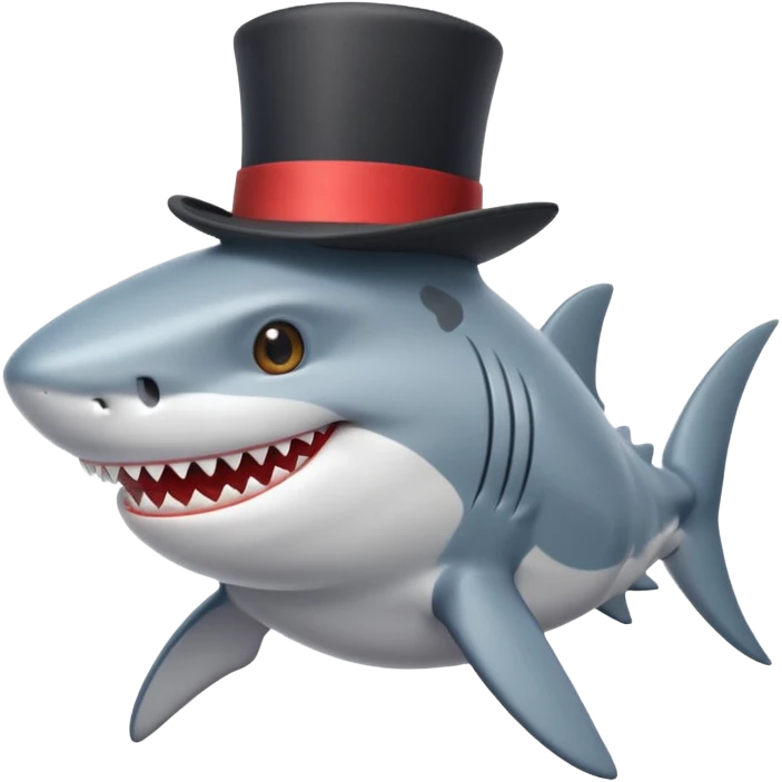 Shark with a top hat emoji