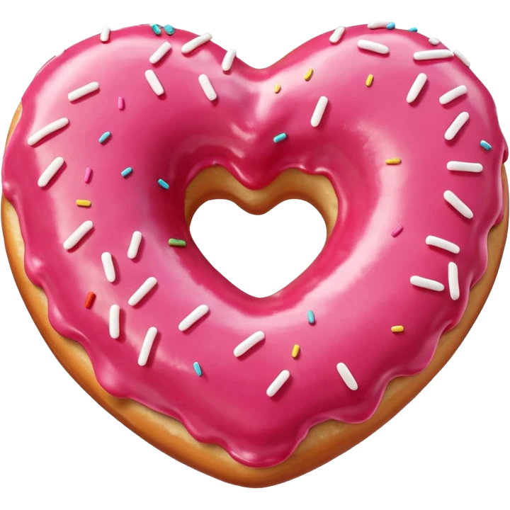 Realistic isolated heart shaped donut with red frosting. emoji