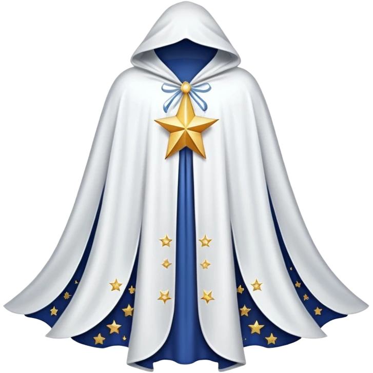 a fantasy  magic, white color with star pattern cloak emoji