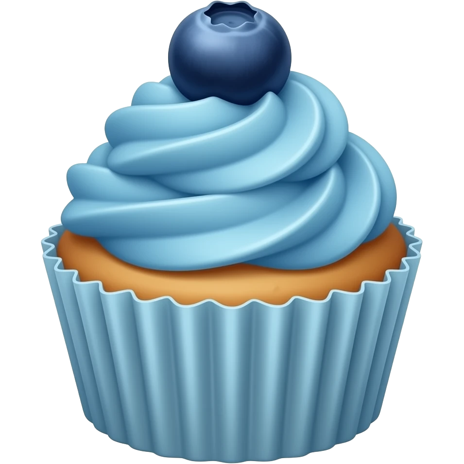 cupcake with blue icing and a blueberry on the top emoji