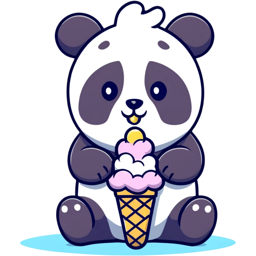 Panda eating ice cream emoji