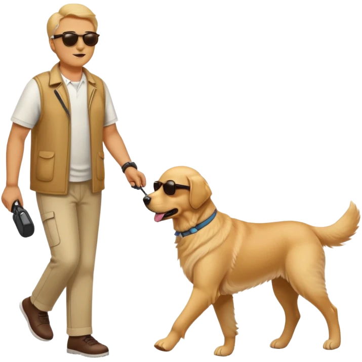 blind man with sunglasses and guide dog emoji