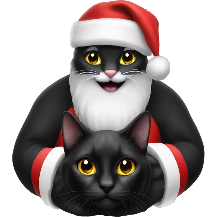 Black cat with santa head emoji