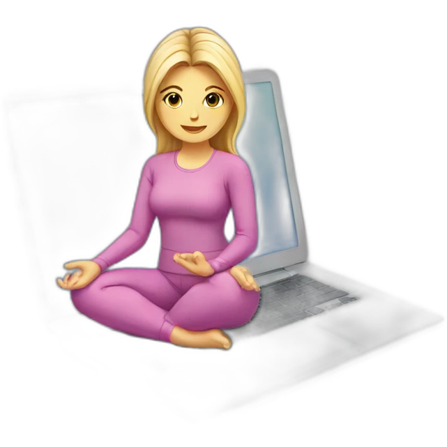 laptop with yoga clothing emoji