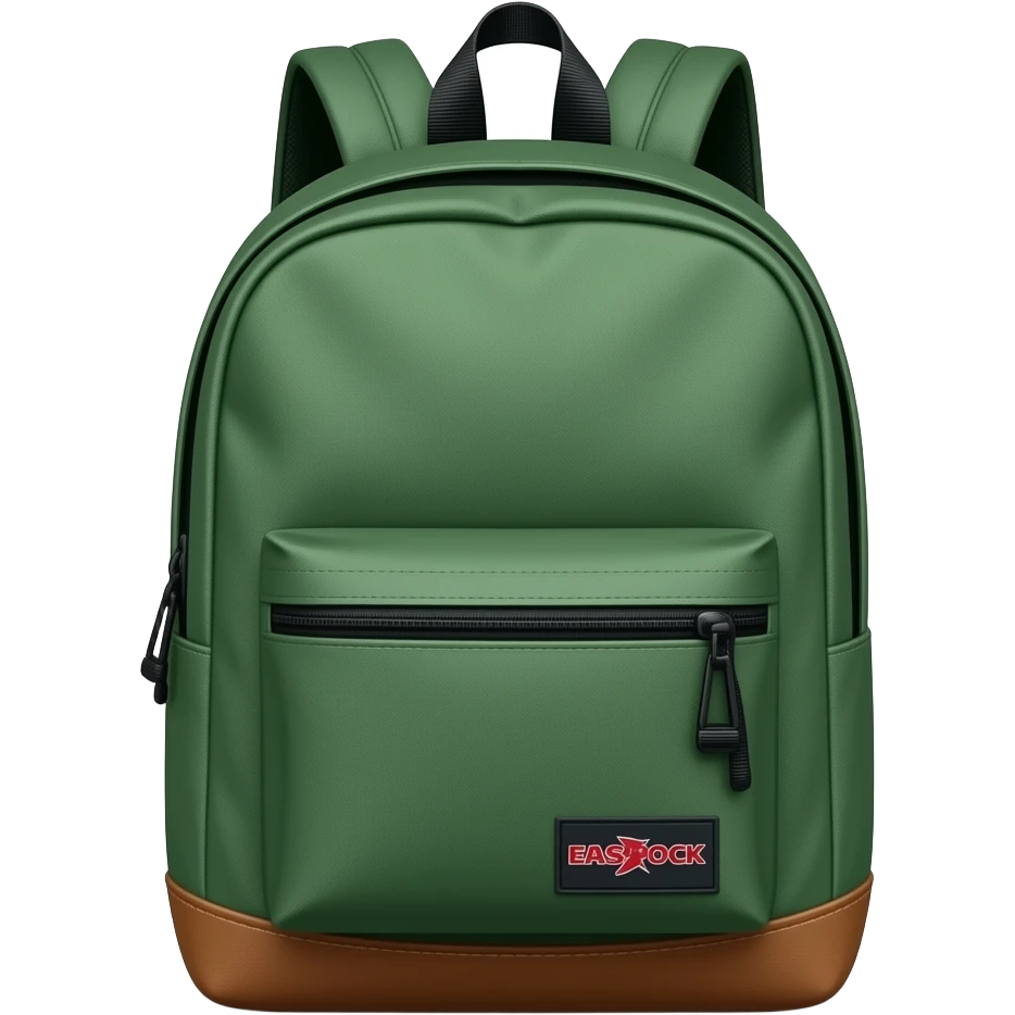 a green EASTPACK backpack with a leather strap underneath emoji