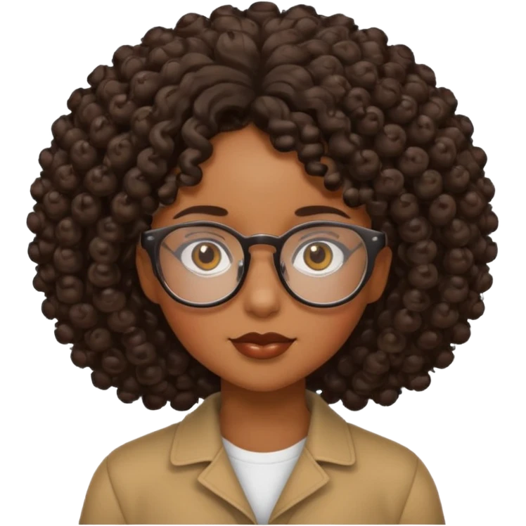 Black girl with curly hair and glasses emoji