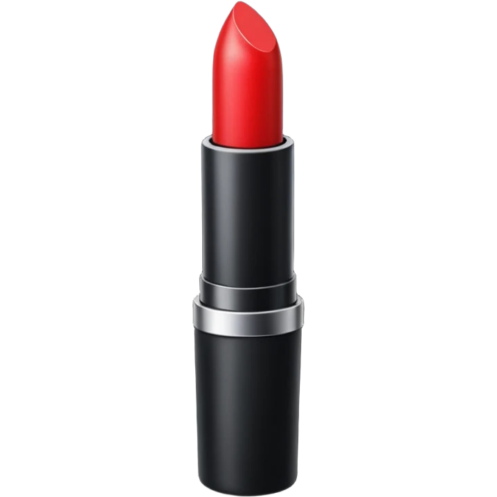 A sleek matte-red lipstick in a black metal tube. emoji