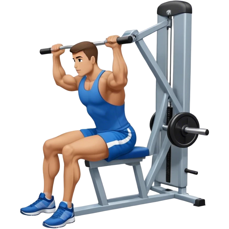 side-view bodybuilder in blue shorts seated weighted calf-raise machine on his tip toes emoji