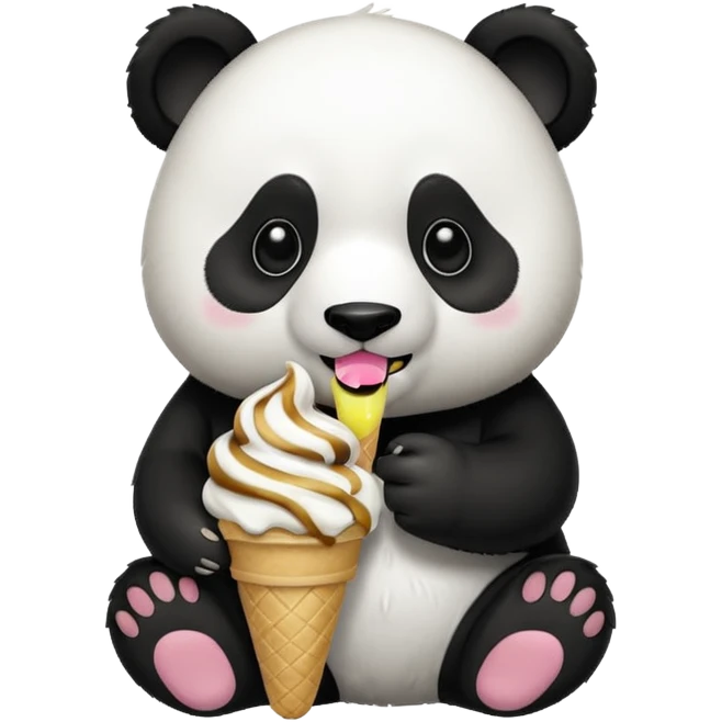 Panda eating ice cream emoji