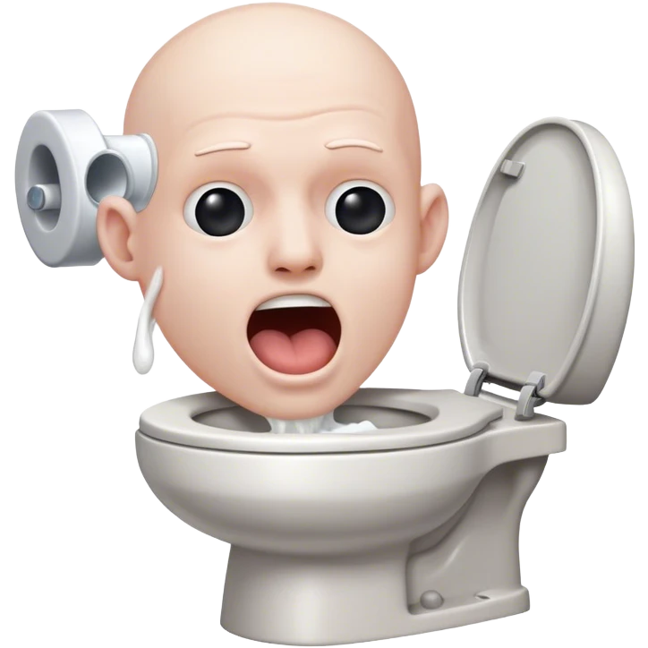 Mans head coming out of a toilet while singing emoji