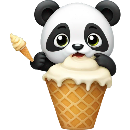 Panda eating ice cream emoji