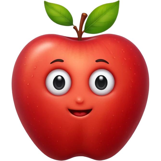 Worm peeking from apple emoji