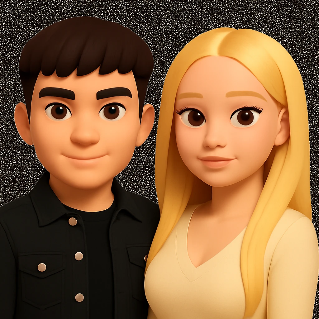 Slightly increase the volume of the upper body of the girl and slightly rotate her to face forward, maintaining the style of the original image. emoji