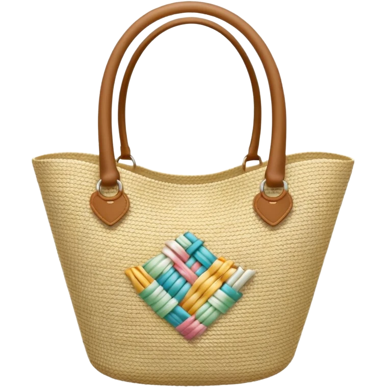 white straw beach bag emoji