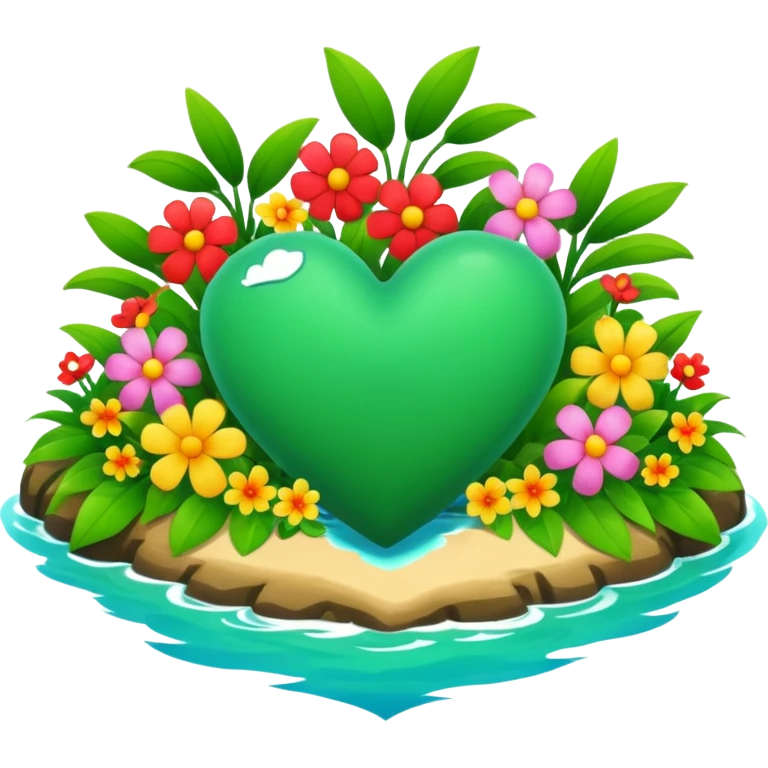 A island heart with green and flowers on it emoji