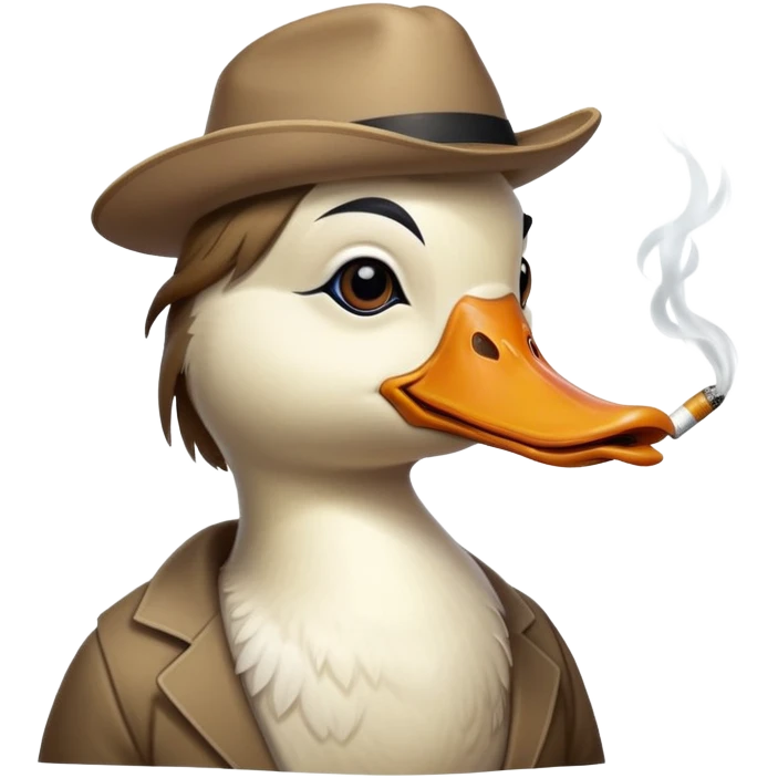 Ente mit zigarette im dchnabel und vokuhila emoji