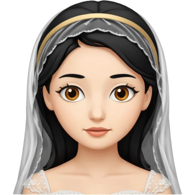 bride, black hair, brown eyes emoji
