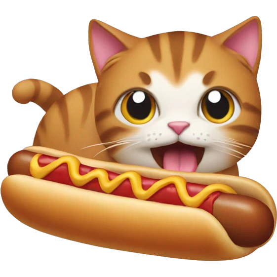 Cat eat hot dog emoji