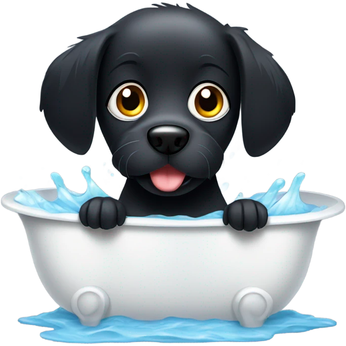 Black dog in a bathtub  emoji