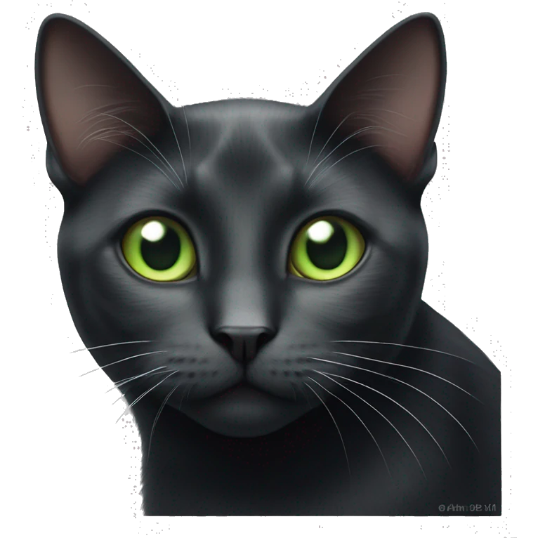 black cat green eyes with a white spot on the tip of the tail  emoji