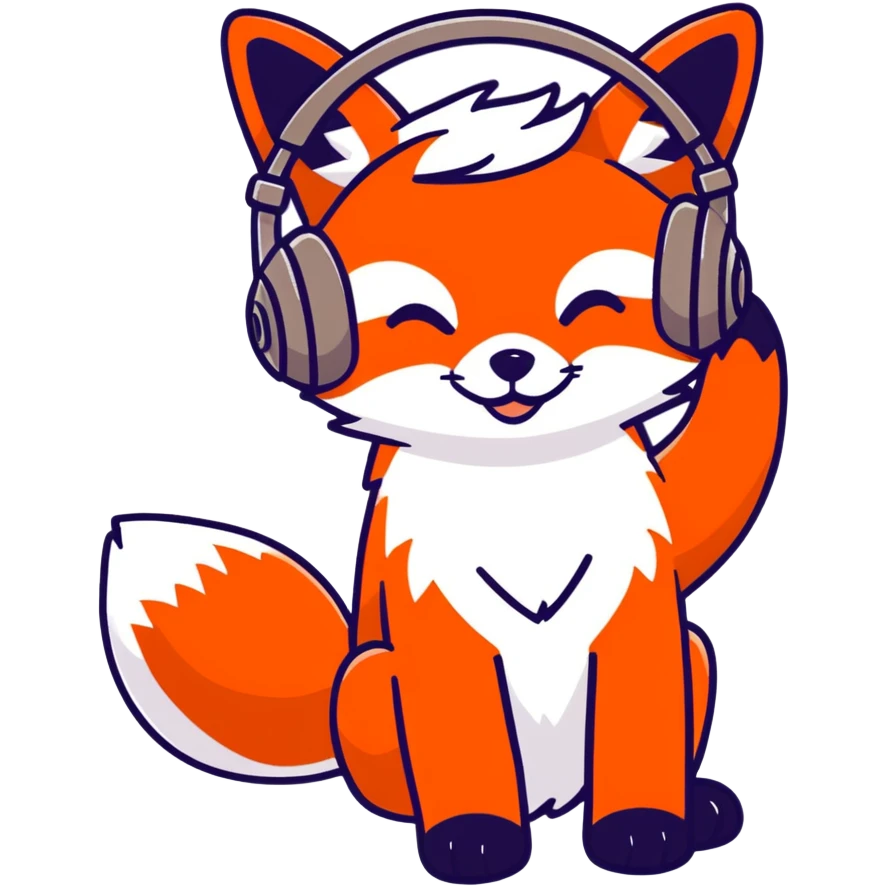 Red fox with headphones emoji