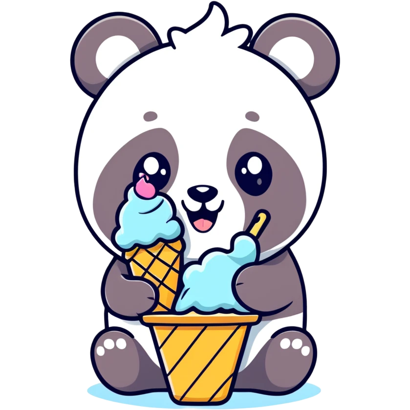 Panda eating ice cream emoji