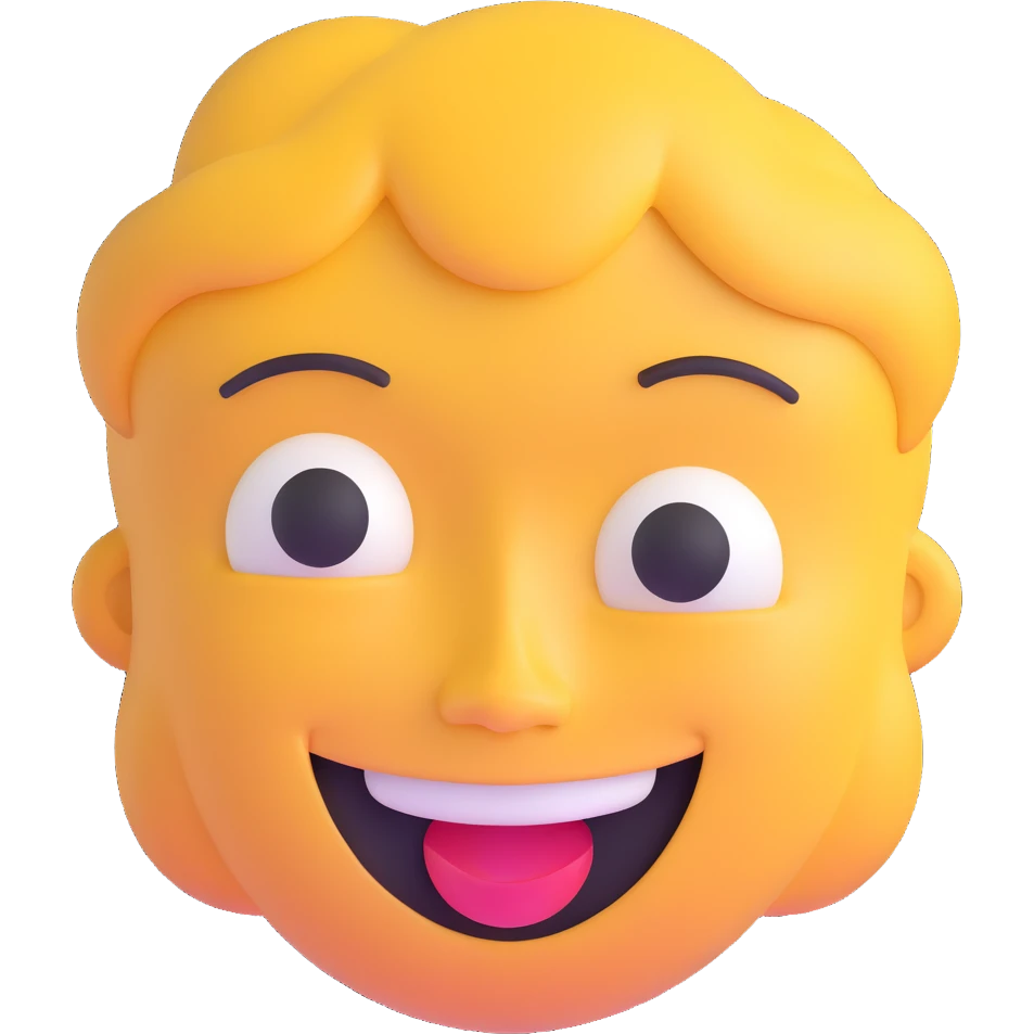 exaggerated satirical face with mocking smile emoji