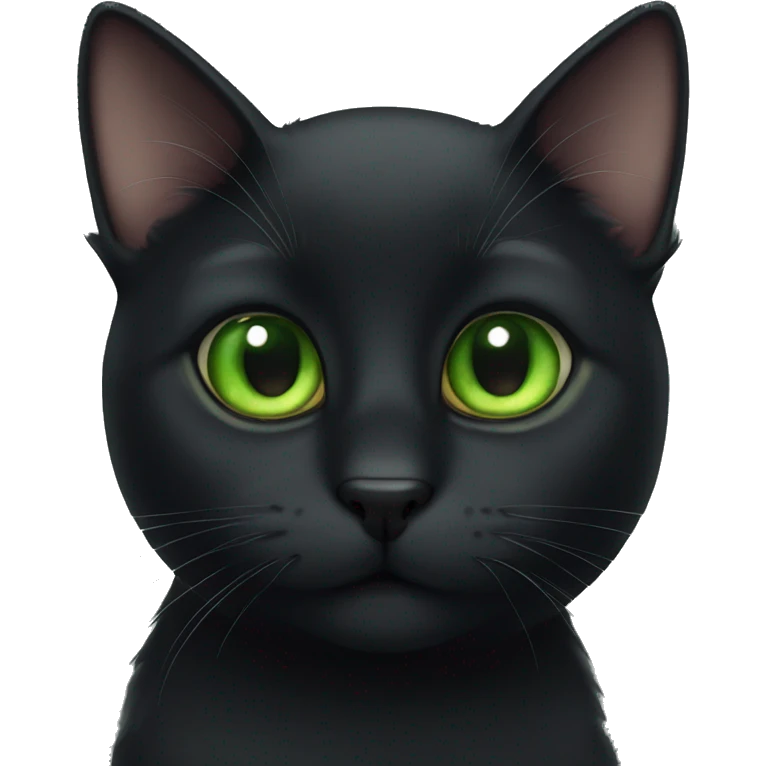 Black cat green eyes cute  emoji