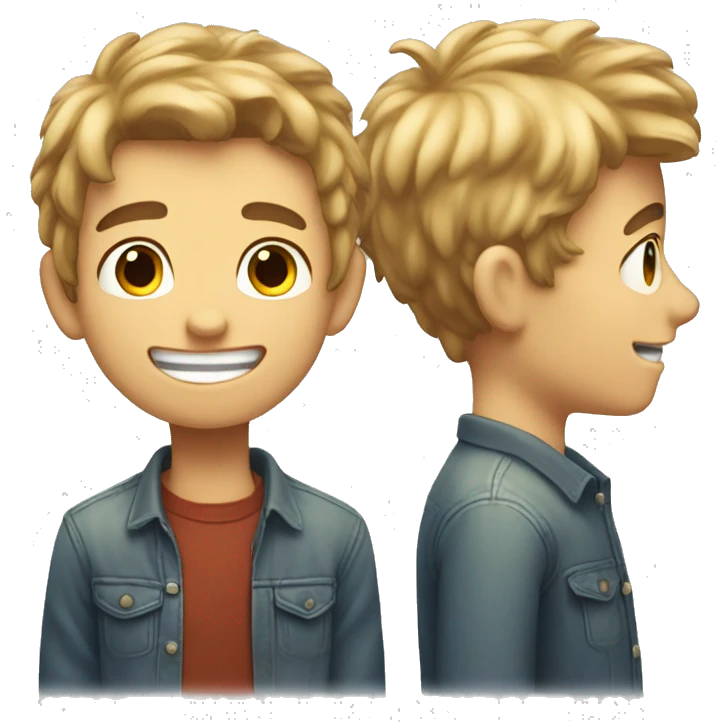A 15 years boy with cute smile hi stand and had to like friends emoji