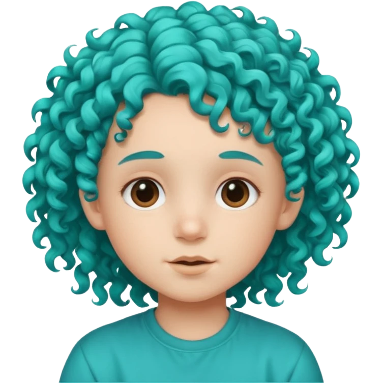 curly turqoise haired kid emoji