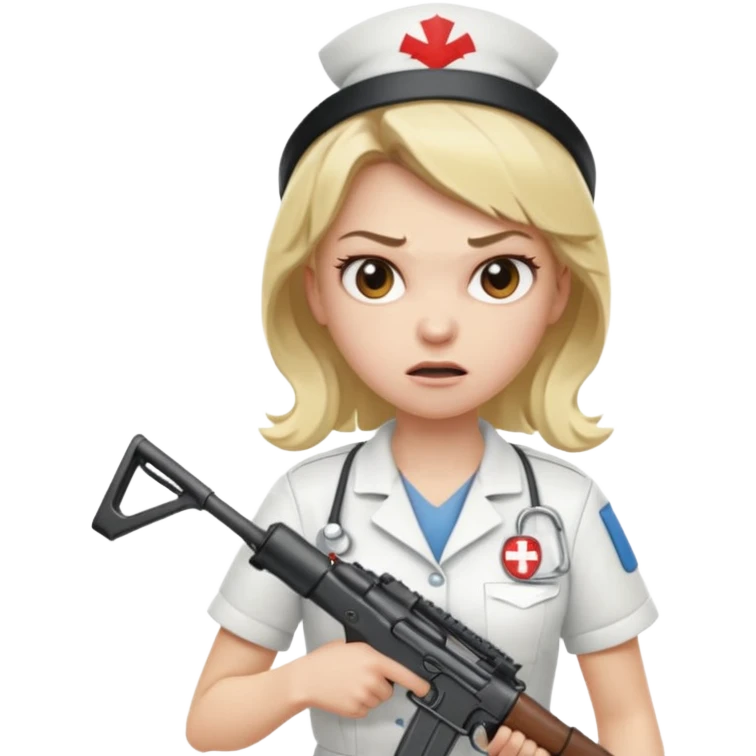 angry blonde nurse with an assault rifle emoji