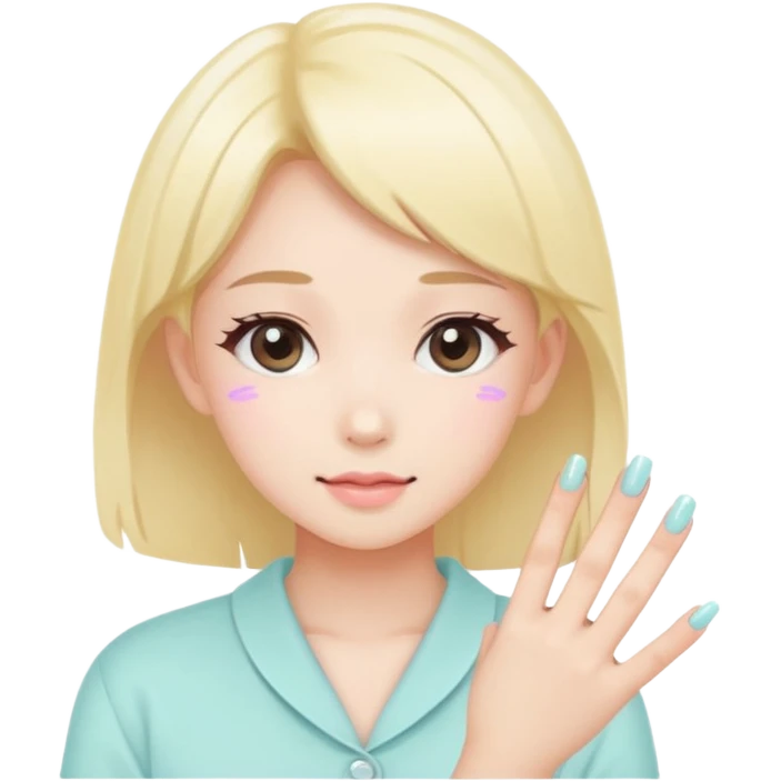 Minimalist kawaii female nail artist, standing alone, simple and clean design, pastel colors, delicate and charming, high-resolution, single subject only emoji