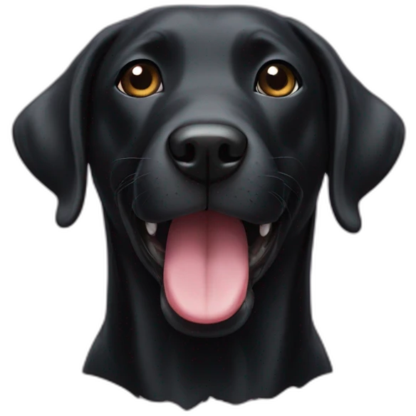 Black lab dog with bottom teeth showing  emoji