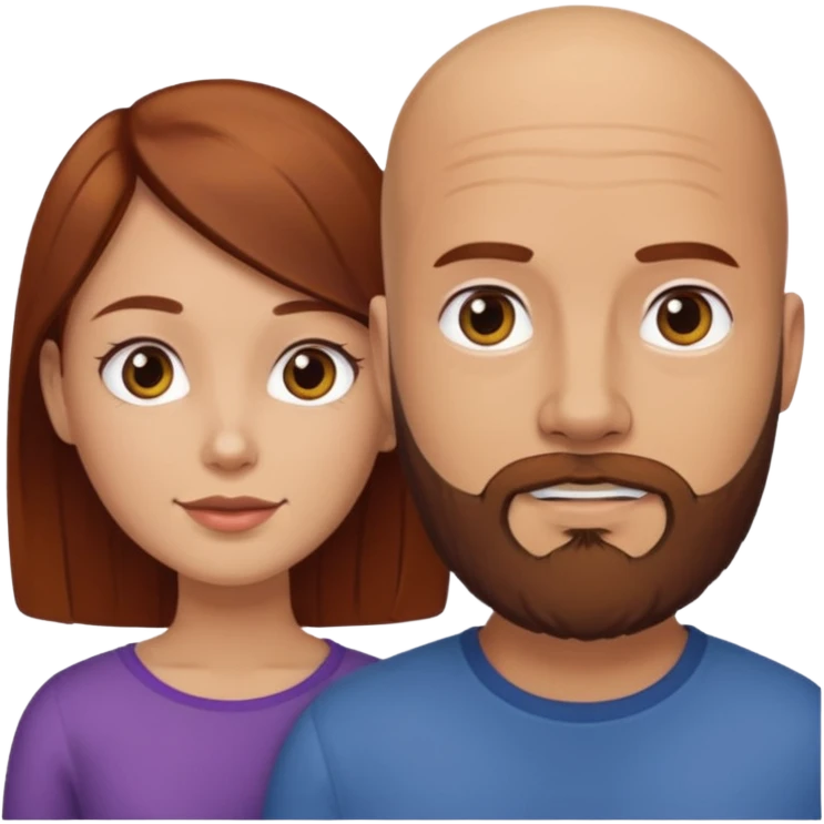 Couple. A bald man with beard and a girl with dark yellowish auburn hair. emoji