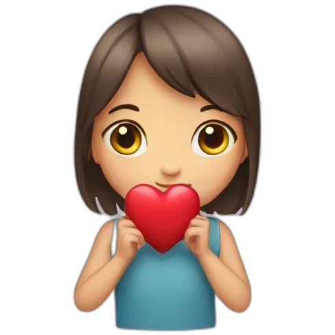 Shy girl with heart emoji