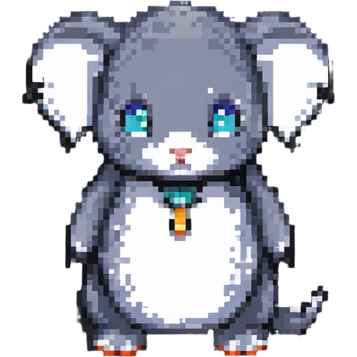 a cat with a penguin's face and an elephant's trunk, pixel art style emoji