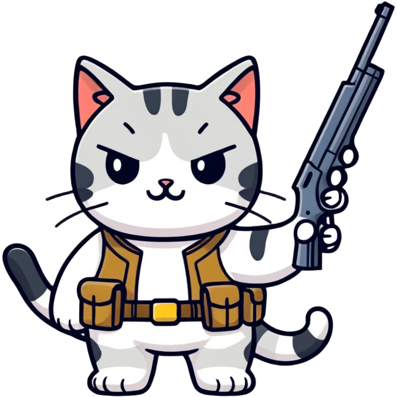 Cat with gun emoji