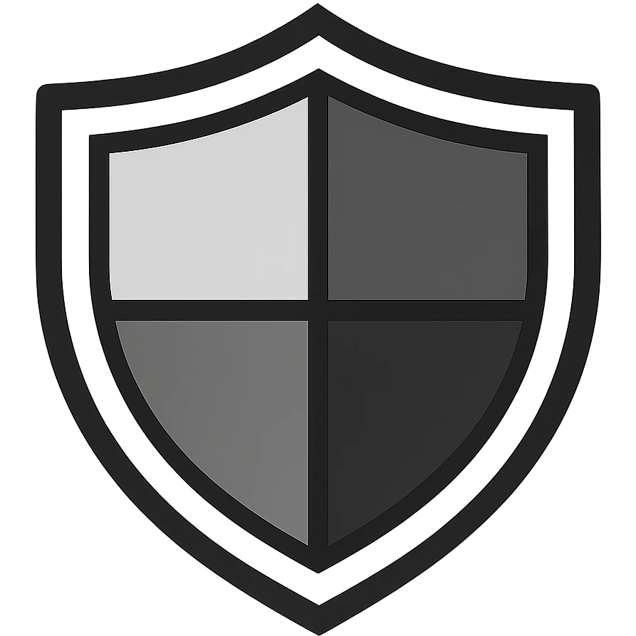 Make this shield icon social media style, flat grey color, modern and minimal, with no background (transparent). emoji