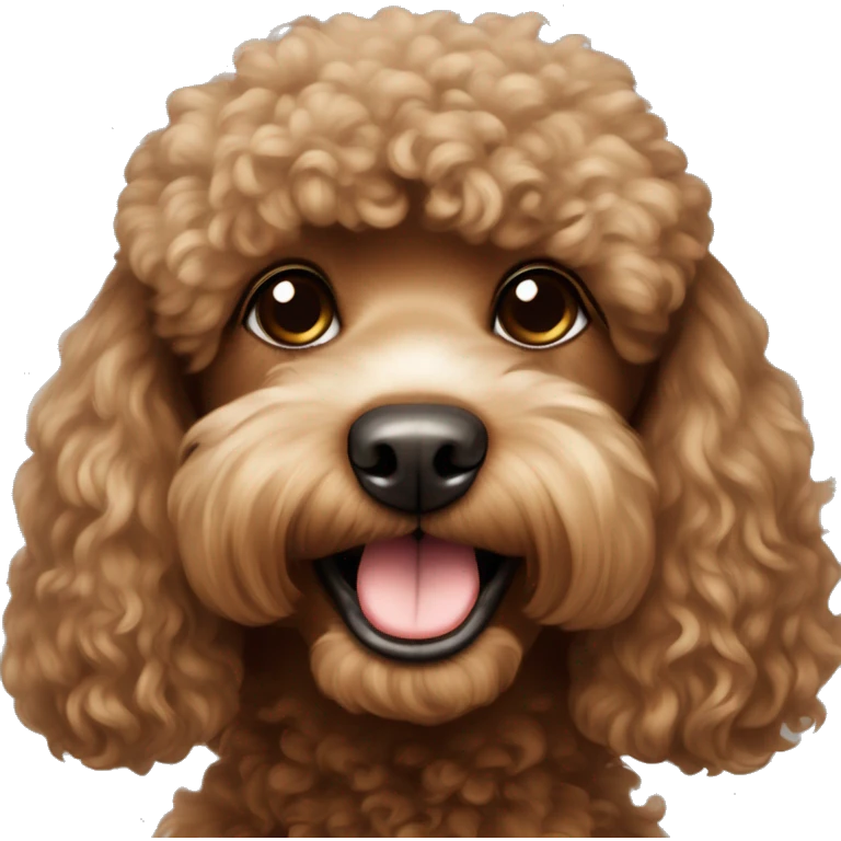 Brown poodle smaller than light brown shitzu smiling emoji
