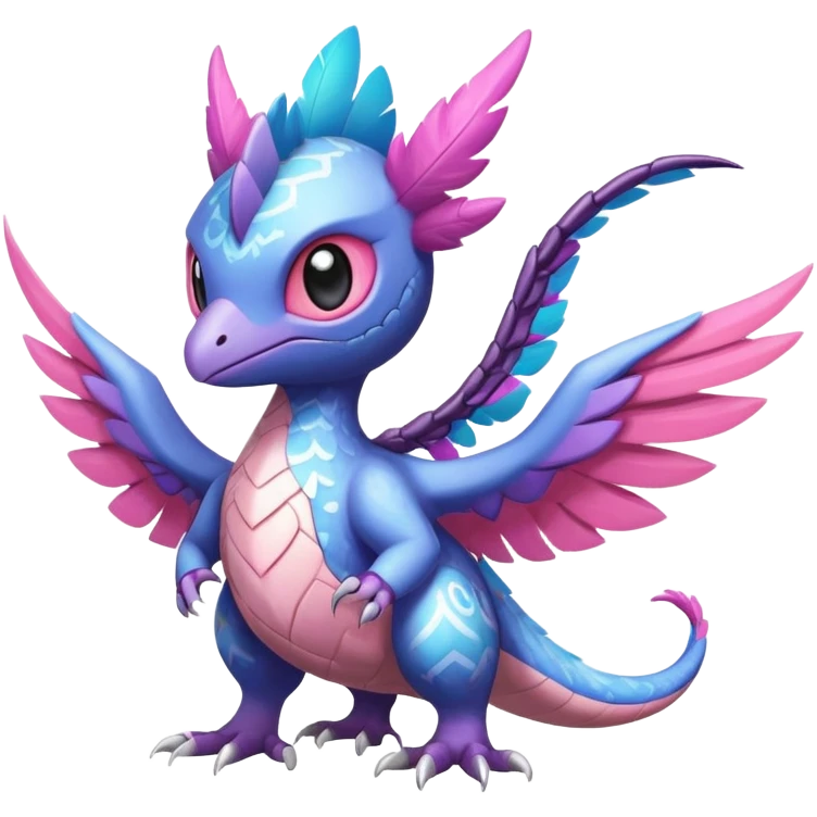 Shiny Cute Adorable Aerodactyl-Noivern-Archeops-Hybrid-Creature with pattern-markings emoji