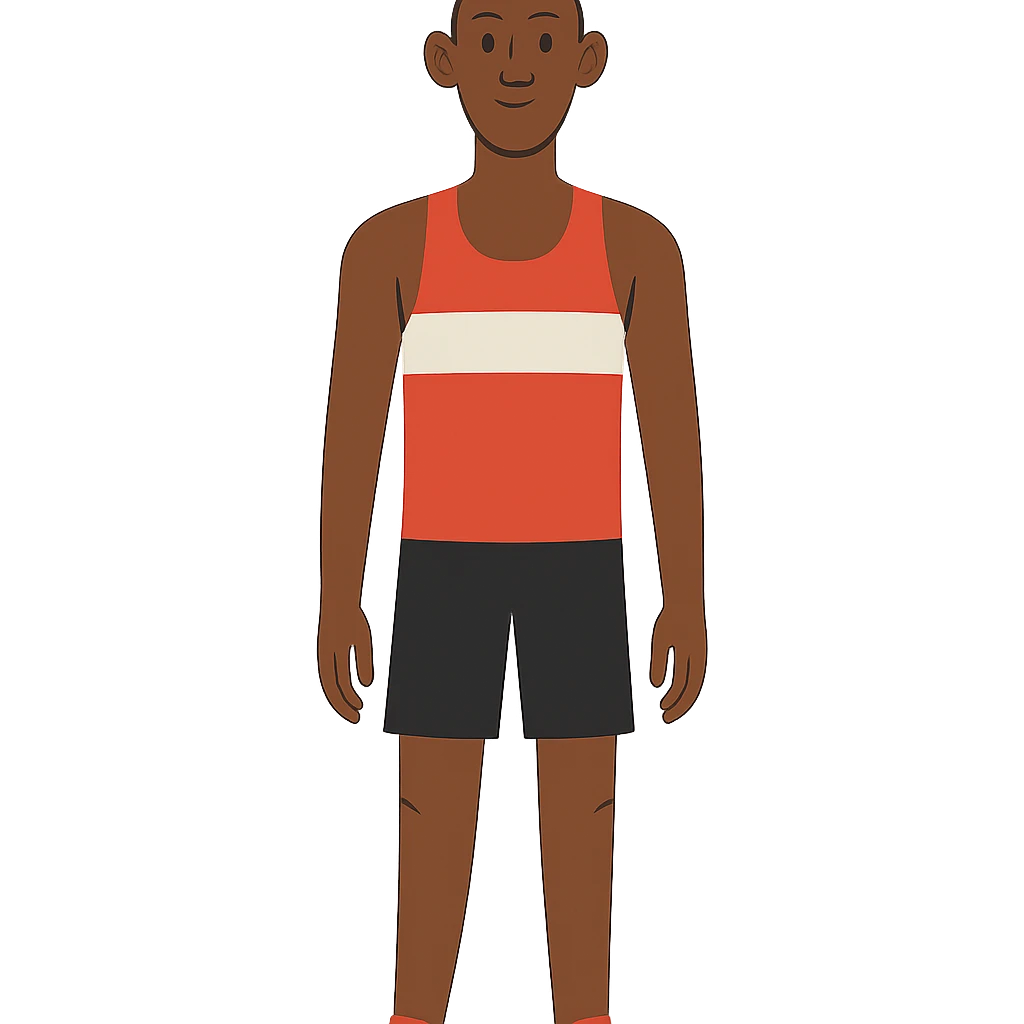 flat toon style tall athlete standing in vest and shorts emoji