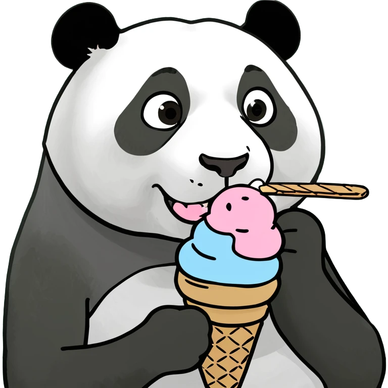 Panda eating ice cream emoji