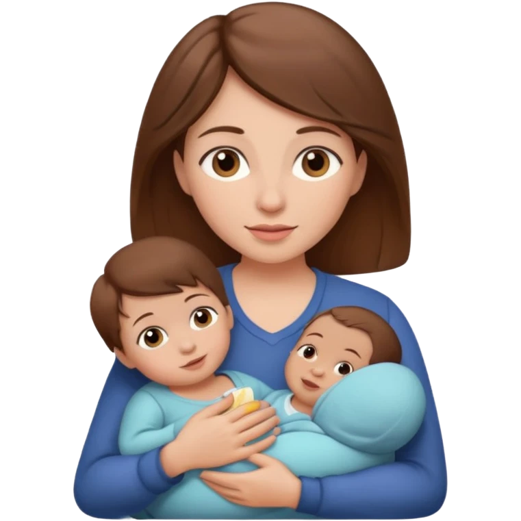 Mother holding 1 infant brown hair fair skin emoji