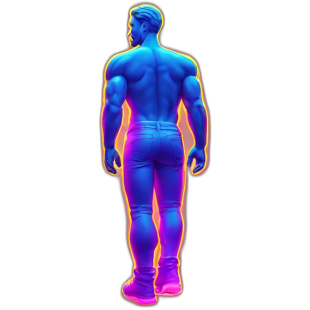 Juicy booty neon sign style man emoji