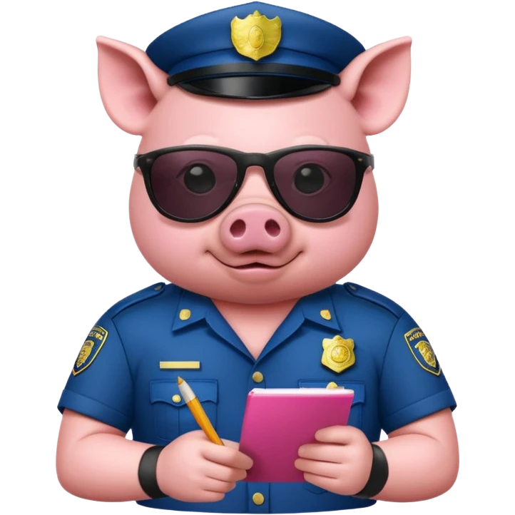 pig Police writing ticket with sunglasses on emoji