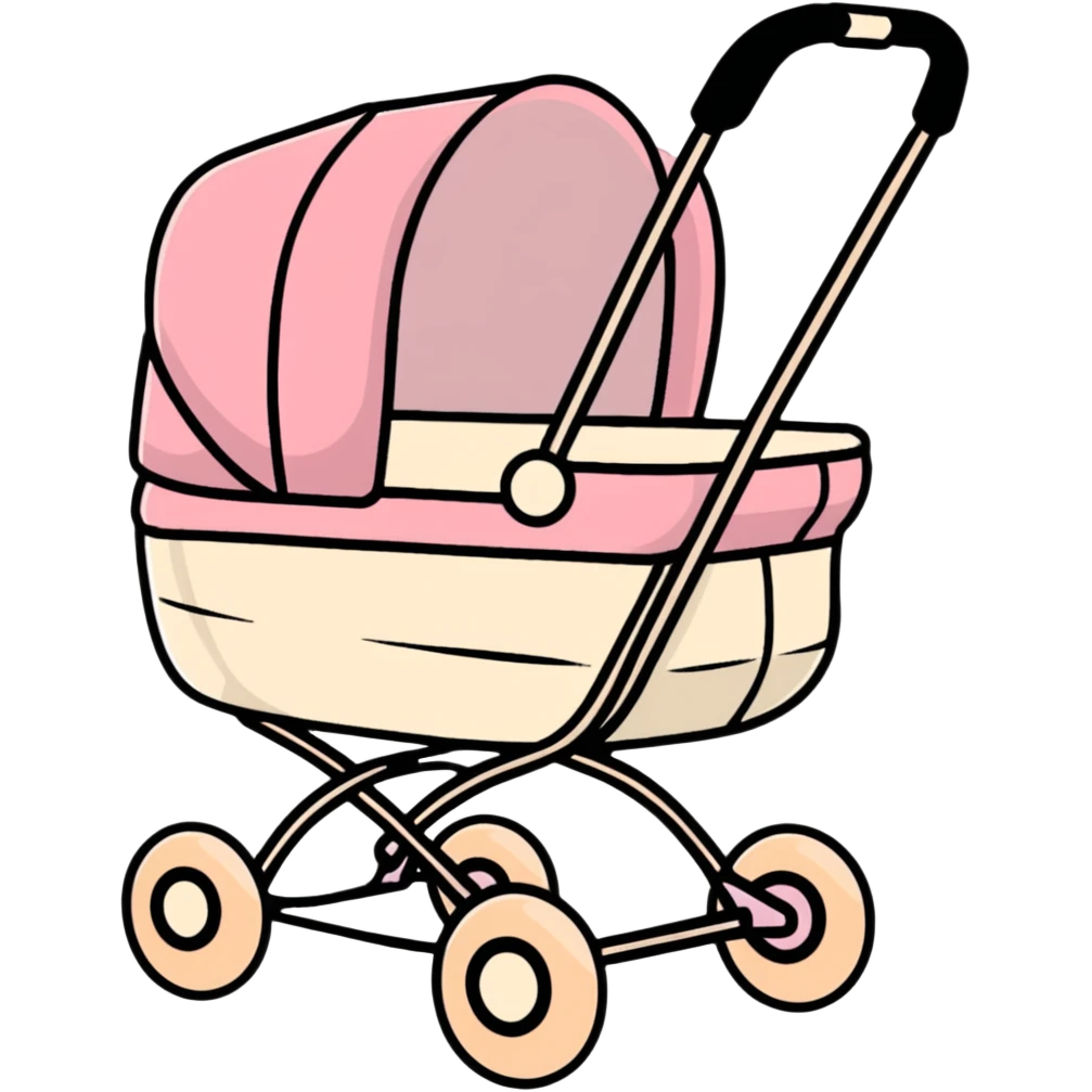 baby stroller with pink gradient and beige accents emoji